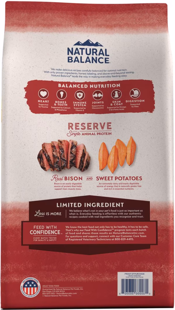 Natural Balance Reserve L.I.D. Sweet Potato & Bison - 22 lb. - Image 2