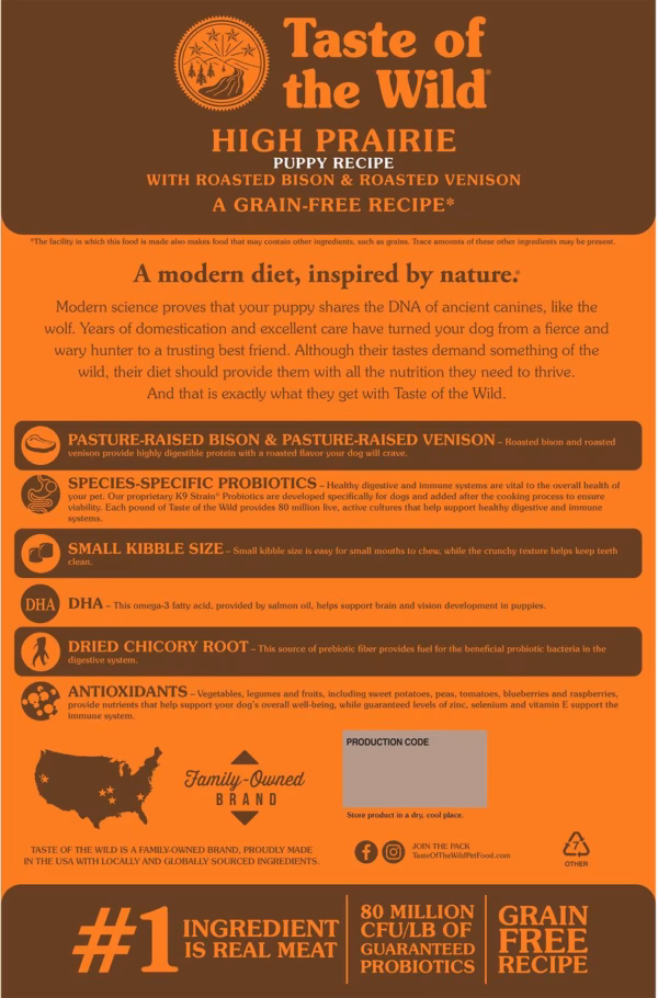 Taste of the Wild High Prairie Puppy Venison/Bison- 28 lb. - Image 3