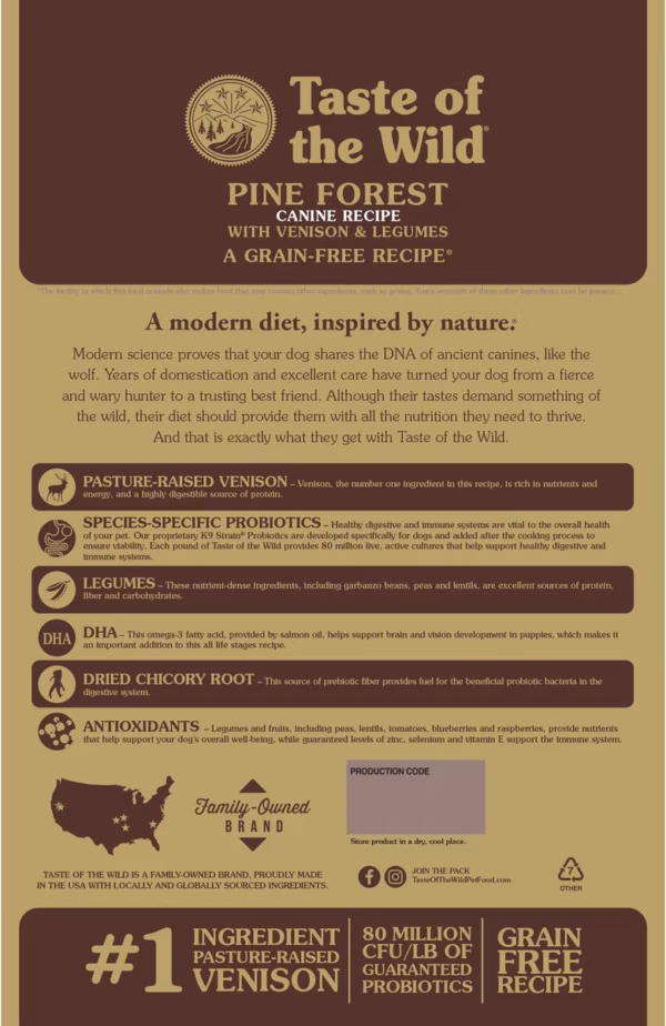 Taste of the Wild Pine Forest Canine w/ Venison & Legumes - 28 lb. - Image 3