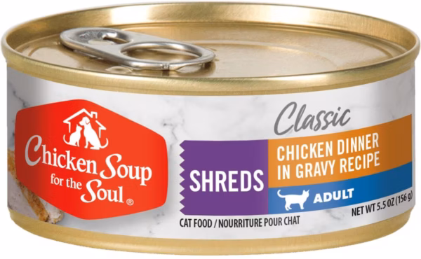 Chicken Soup for the Soul Chicken Dinner in Gravy Recipe for Cats - Shreds 5.5 oz.