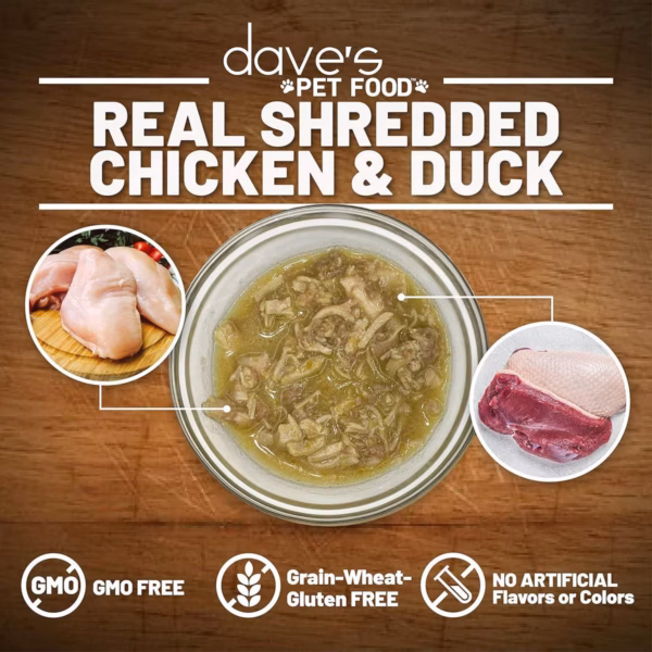 Dave's Naturally Healthy Shredded Chicken & Duck Cat Food - 2.8 oz. - Image 2