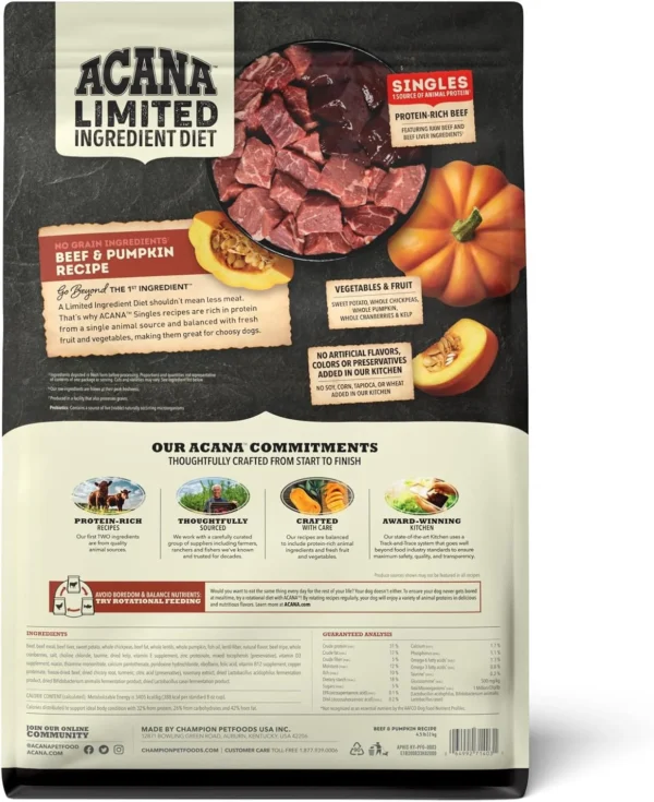 Acana Singles L.I.D. Beef & Pumpkin for Dogs - 22.5 lb. - Image 2