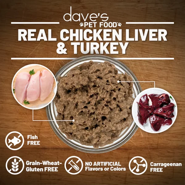 Dave's 95% Premium Turkey & Chicken Grain-Free L.I.D. Pate - 13 oz. - Image 2