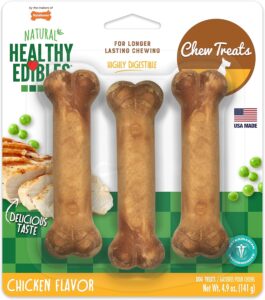 Nylabone Healthy Edibles All-Natural Long Lasting Chicken Chew Treats - Regular 3 Pack