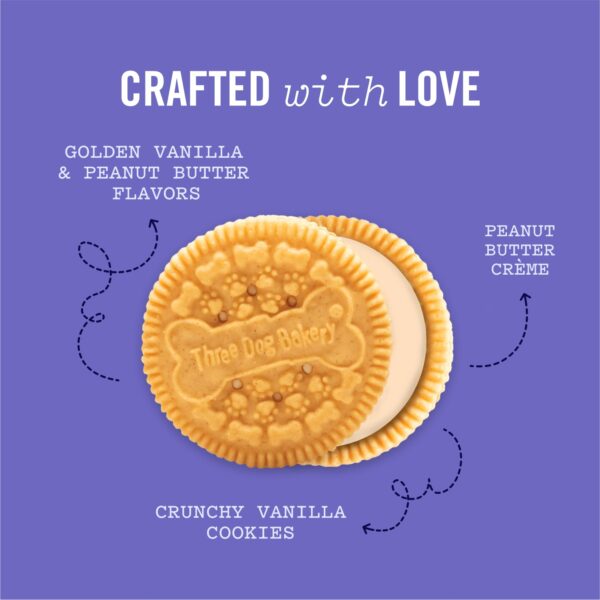 Three Dog Bakery Lick'n Crunch Sandwich Cookies Peanut Butter & Vanilla Dog Treats - 13 oz. - Image 4