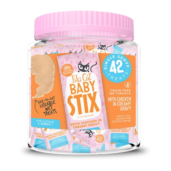 Tiki Cat Baby Stix Chicken in Creamy Gravy Lickable Cat Treats- 11.76 oz. - 42 count