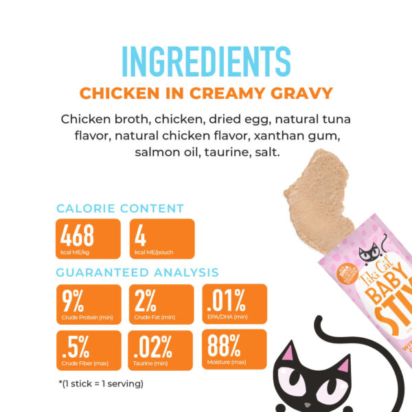 Tiki Cat Baby Stix Chicken in Creamy Gravy Lickable Cat Treats- 11.76 oz. - 42 count - Image 3