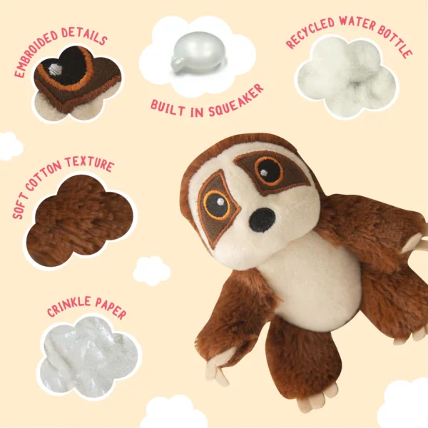 SnugArooz Baby Sasha the Sloth Dog Toy - 5 in. - Image 2